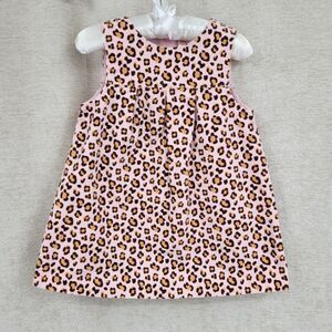 Gymboree Shift Dress Pink Leopard Velvet Cotton Girls Size Infant 18-24mo